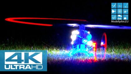 RC MODEL HELICOPTER ACTION NIGHT FLIGHT SHOW 8 YEARS OLD