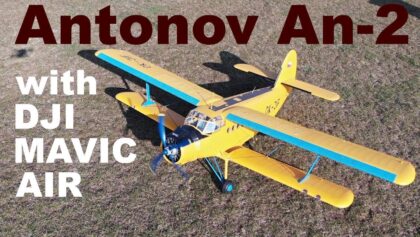 Antonov An-2, scale RC biplane, DJI Mavic Air aerial footage,