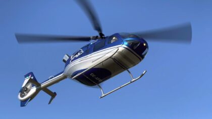 EC 135 aus meiner Fertigung beim Übergabeflug.