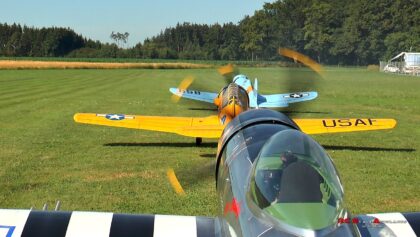 Giant F4U Corsair, AT6 and P-47 Flying Together