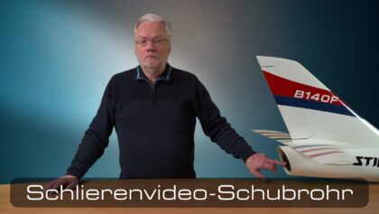 Schlierenvideo des Luftaustritts am Schubrohr eines Turbinen-Jet’s.