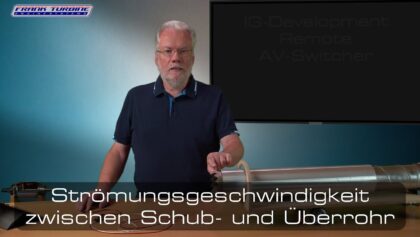 Strömungsgeschwindigkeit zwischen Schub- und Überrohr…