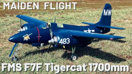 FMS F7F Tigercat 1700mm – GRASS MAIDEN FLIGHT