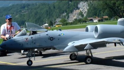 Huge Scale Turbine RC Model Jet Warthog A-10 over Meiringen