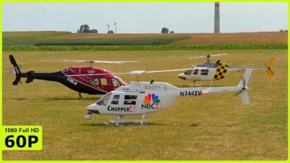 THREE BIG XXL RC TURBINE HELICOPTER FLYING TOGETHER