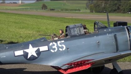 3xHuge R/C Warbirds in Action SBD-5 Dauntless,Trojan T-28 and a