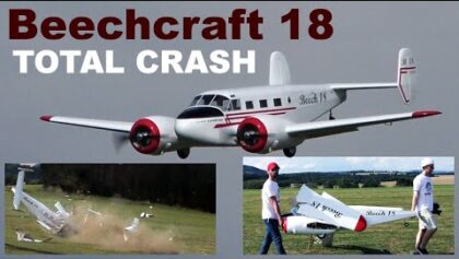 Giant Beechcraft 18 TOTAL CRASH, scale RC airplane, 2020