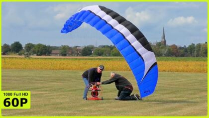 HUGE RC PARAGLIDER TRYING TO FLY IN WINDY CONDITIONS