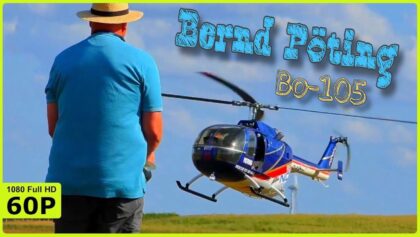 BERND PÖTING FLYING HIS TURBINE BO105 FAST IN WINDY CONDITIONS