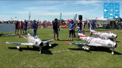3X F-86 SABRE HORIZON HOBBY FORMATION TEAM RC JET FORMATION