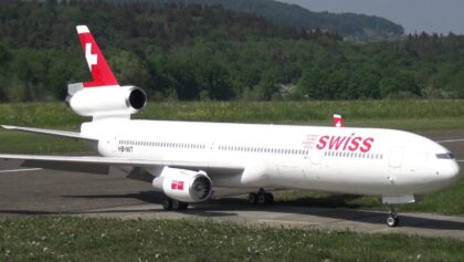 HUGE R/C AIRLINER SWISS MD-11 SCALE TURBINE MODEL SHORT TAKEOFF