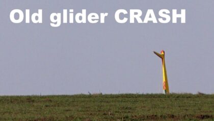 Old RC glider crash, glider ALOS 2,3m, 2018
