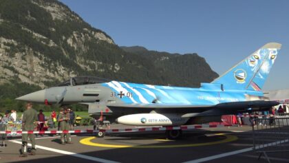 RC Jet Turbine Model Eurofighter Typhoon Flight Demonstration Mountain Scenery