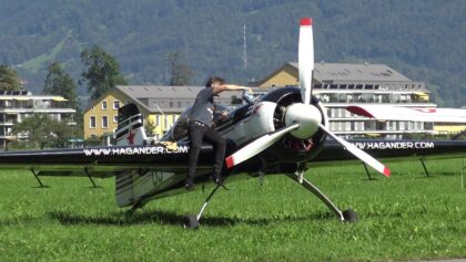 Sukhoi26 Aerobatic Real Airplane Flight Demo Mollis Flugplatz
