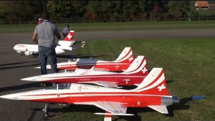 Swiss MD-11 and F-5 Tiger RC Turbine Airliner and 3xJet’s