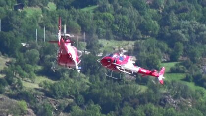 Two R/C Scale Ecureuile AS 350 Transport Helicopter close on
