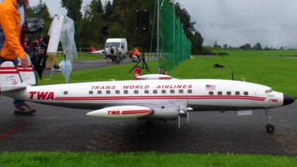 Wet Runway Lockheed Super Constellation L-1049 TWA RC Scale Airplane